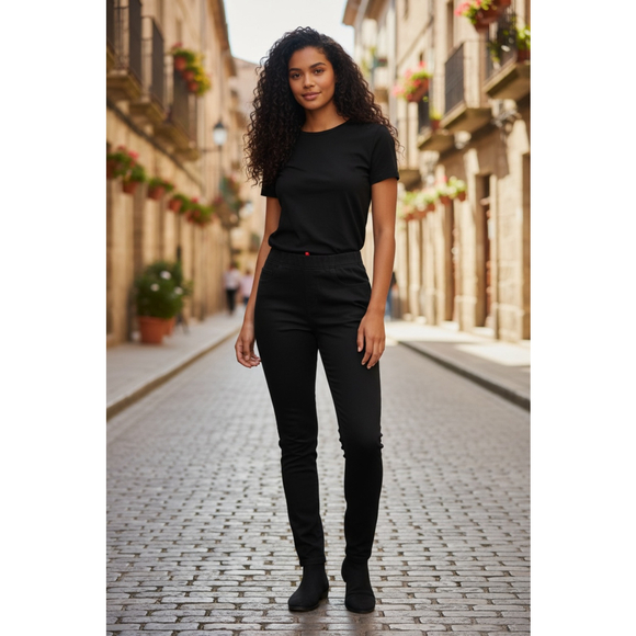 SPANX Pants - Spanx Black Pull Up Jeans w/Elastic Waistband - Size L